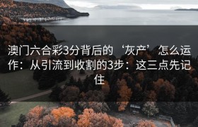 澳门六合彩3分背后的‘灰产’怎么运作：从引流到收割的3步：这三点先记住