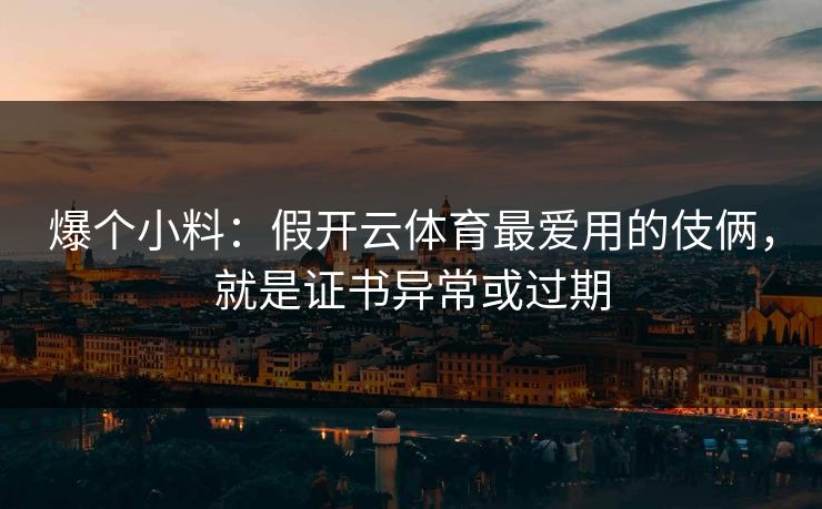 爆个小料：假开云体育最爱用的伎俩，就是证书异常或过期