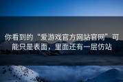 你看到的“爱游戏官方网站官网”可能只是表面，里面还有一层仿站