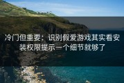 冷门但重要：识别假爱游戏其实看安装权限提示一个细节就够了