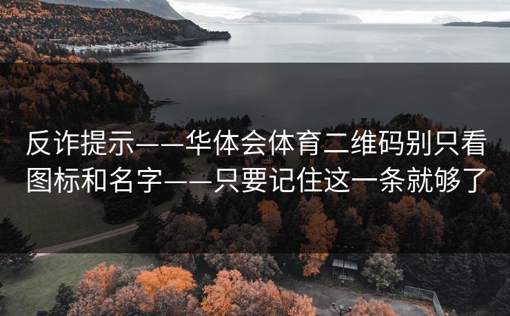 反诈提示——华体会体育二维码别只看图标和名字——只要记住这一条就够了